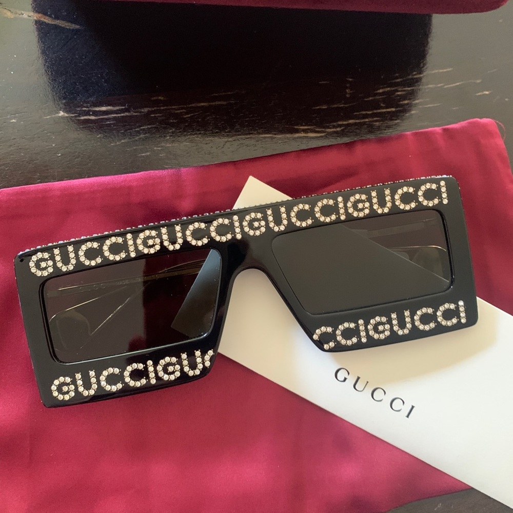 GUCCI Acetate Crystal Mask frame sunglasses